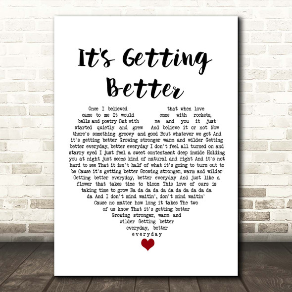 Cass Elliot It's Getting Better White Heart Song Lyric Print