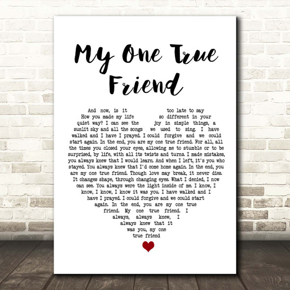 Bette Midler My One True Friend White Heart Song Lyric Print