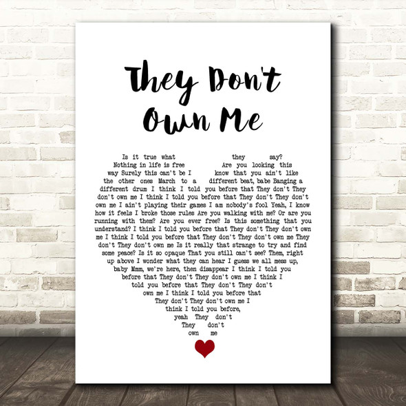 Richard Ashcroft They Don't Own Me White Heart Song Lyric Print