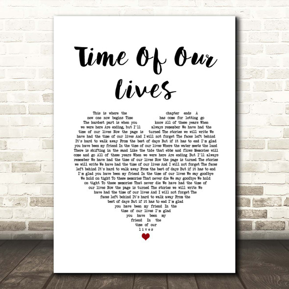 Tyrone Wells Time Of Our Lives White Heart Song Lyric Print