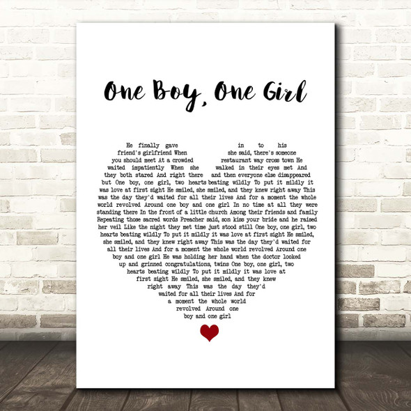 Collin Raye One Boy, One Girl White Heart Song Lyric Print