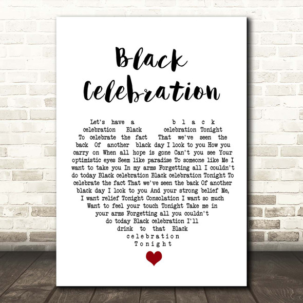 Depeche Mode Black Celebration White Heart Song Lyric Print