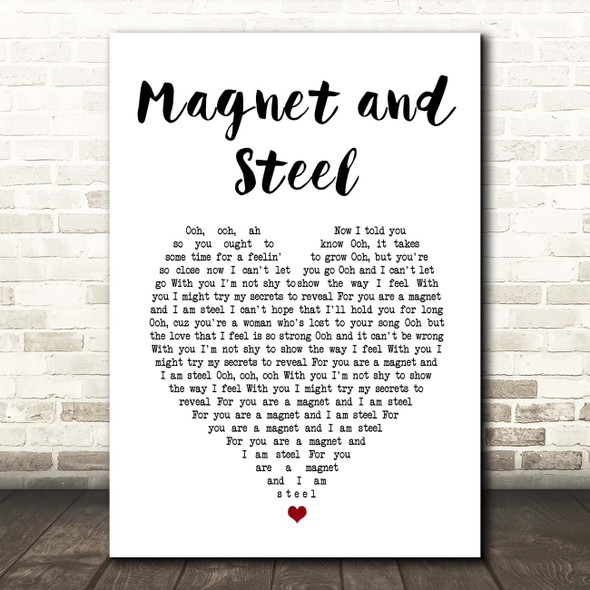 Walter Egan Magnet and Steel White Heart Song Lyric Print