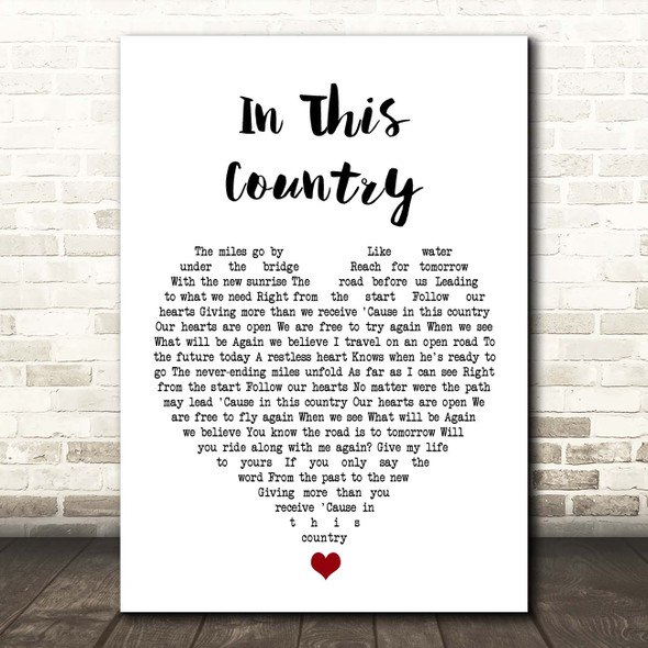 Robin Zander In This Country White Heart Song Lyric Print