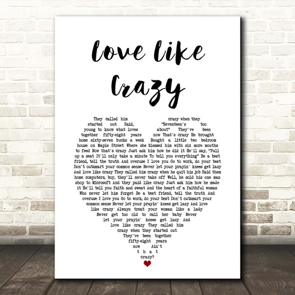 Lee Brice A Woman Like You White Heart Song Lyric Print -  