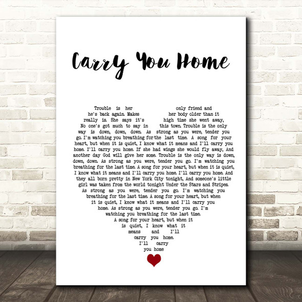 James Blunt Carry You Home White Heart Song Lyric Print