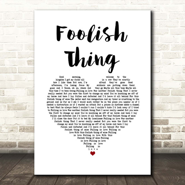 Darren Criss Foolish Thing White Heart Song Lyric Print