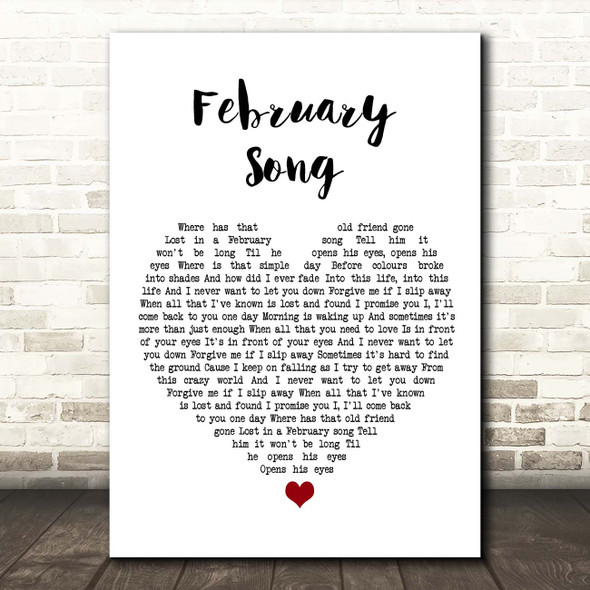 Josh Groban February Song White Heart Song Lyric Print