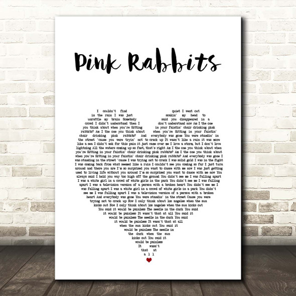 The National Pink Rabbits White Heart Song Lyric Print