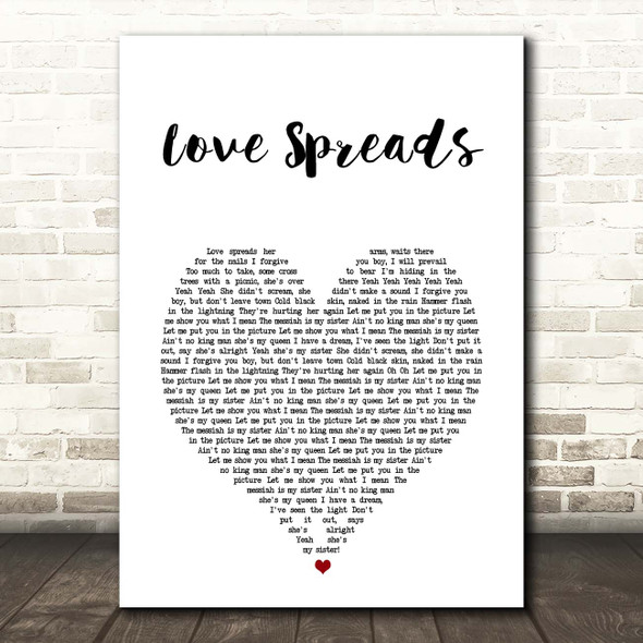 The Stone Roses Love Spreads White Heart Song Lyric Print