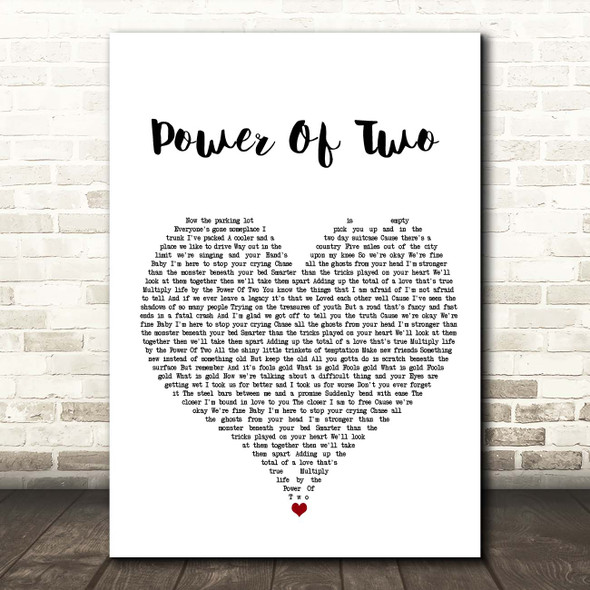 Indigo Girls Power Of Two White Heart Song Lyric Print