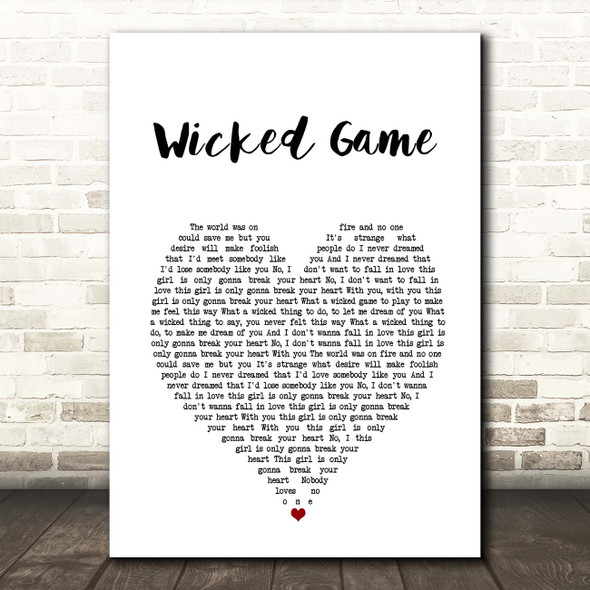 Chris Isaak Wicked Game White Heart Song Lyric Print