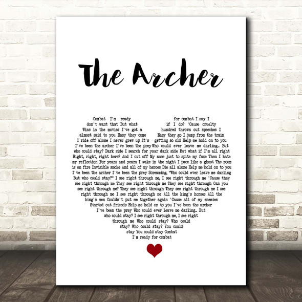 Taylor Swift The Archer White Heart Song Lyric Print