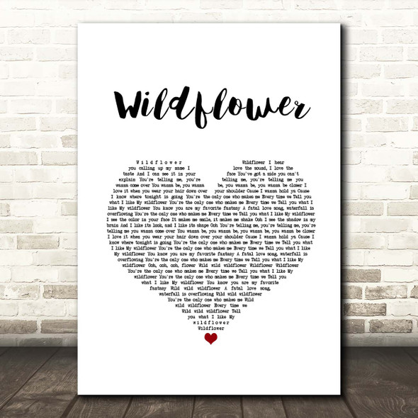 5 Seconds Of Summer Wildflower White Heart Song Lyric Print