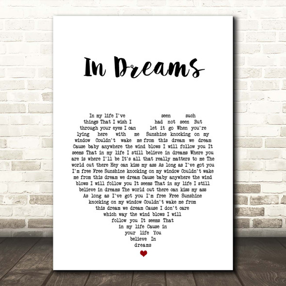John Waite In Dreams White Heart Song Lyric Print