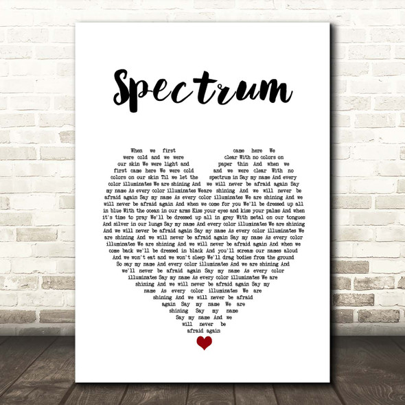 Florence + The Machine Spectrum White Heart Song Lyric Print