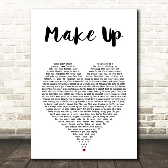 The Script Make Up White Heart Song Lyric Print