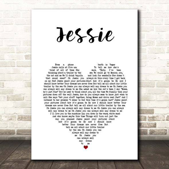 Joshua Kadison Jessie White Heart Song Lyric Print