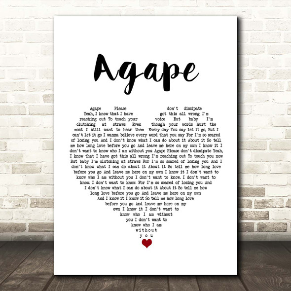 Bear's Den Agape White Heart Song Lyric Print