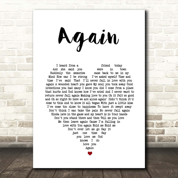 Janet Jackson Again White Heart Song Lyric Print