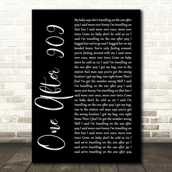 The Beatles One After 909 Black Script Song Lyric Quote Print