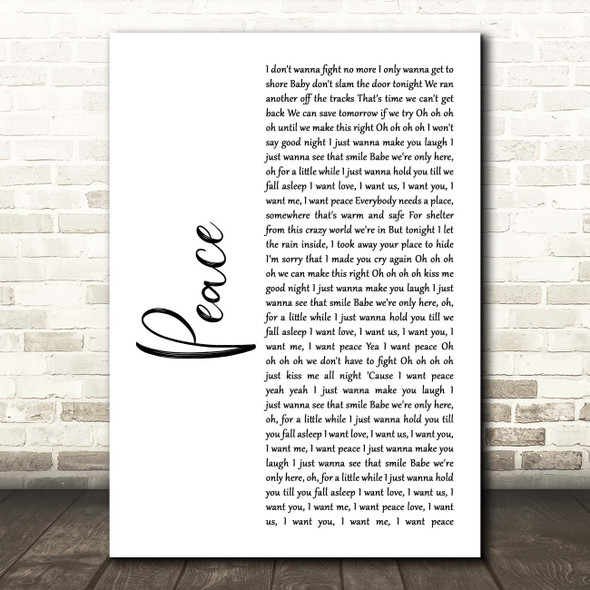 O.A.R. Peace White Script Song Lyric Print