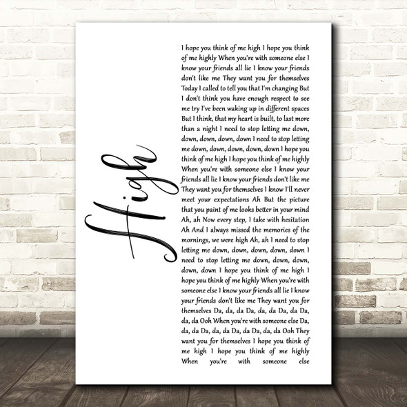 5 Seconds Of Summer High White Script Song Lyric Print