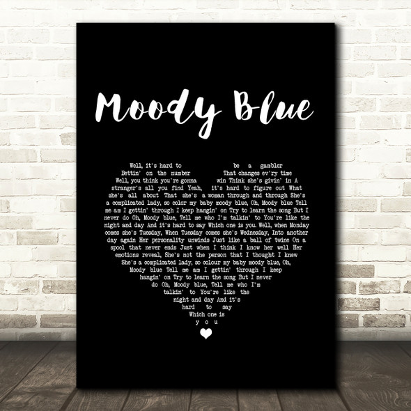 Elvis Presley Moody Blue Black Heart Song Lyric Music Art Print