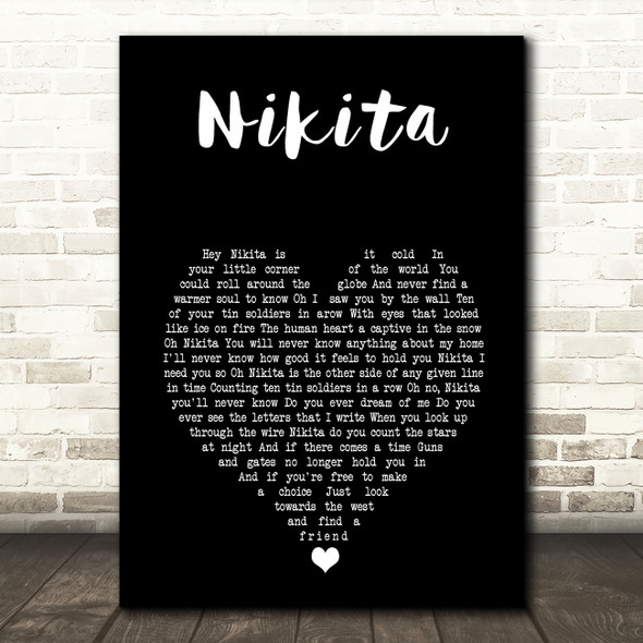 Elton John Nikita Black Heart Song Lyric Music Art Print