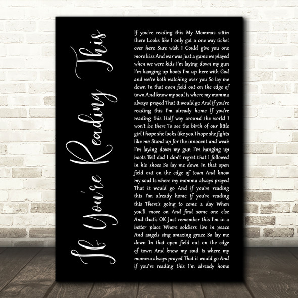 Tim McGraw If You're Reading This Black Script Song Lyric Music Art Print