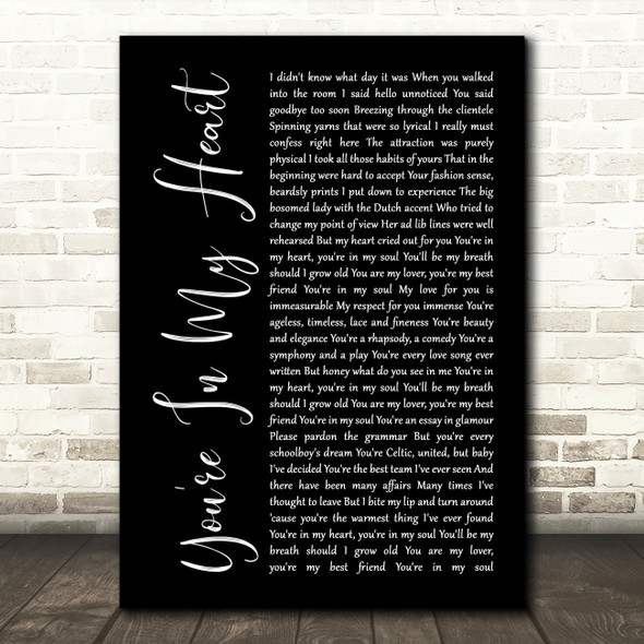 Rod Stewart You're In My Heart Black Script Song Lyric Music Art Print