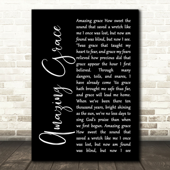 Alan Jackson Amazing Grace Black Script Song Lyric Music Art Print