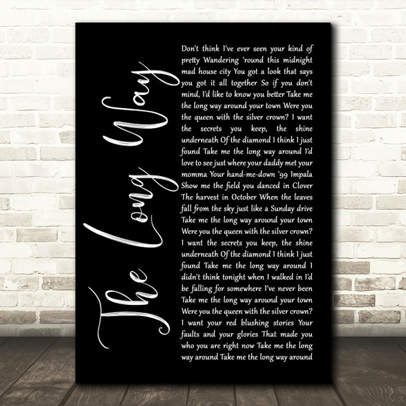 Brett Eldredge The Long Way Black Script Song Lyric Music Art Print