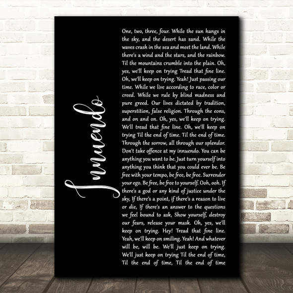 Queen Innuendo Black Script Song Lyric Music Art Print