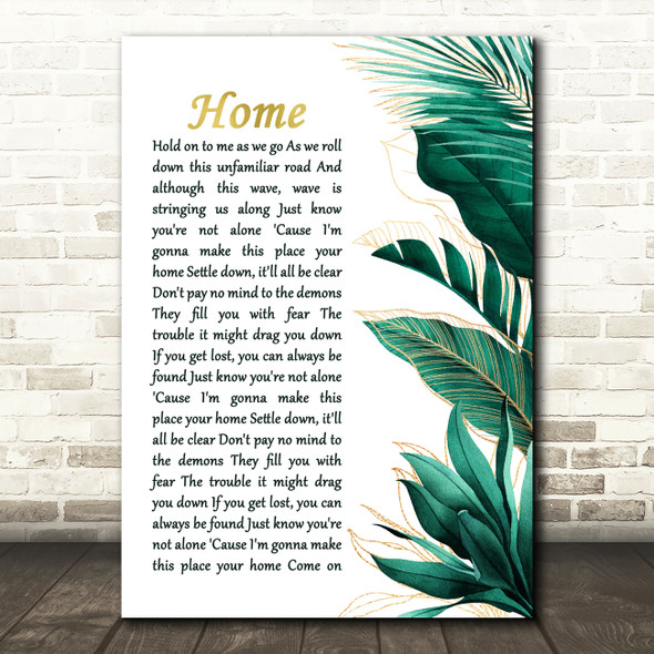 Phillip Phillips Home Gold Green Botanical Leaves Side Script Song Lyric Music Art Print