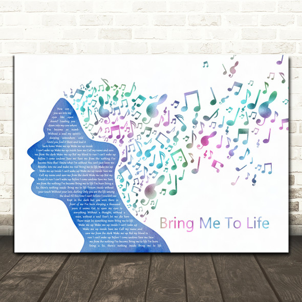 Evanescence Bring Me To Life Colourful Music Note Hair Song Lyric Music Art Print