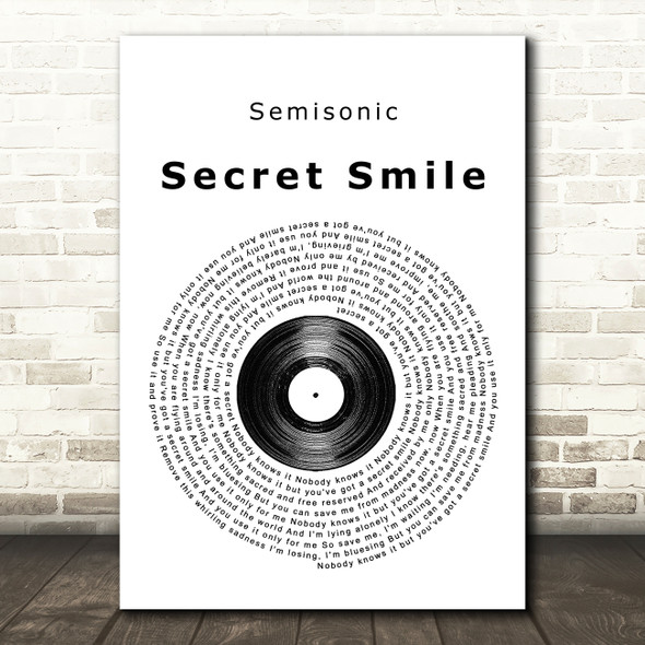 Semisonic Secret Smile Vinyl Record Song Lyric Quote Print