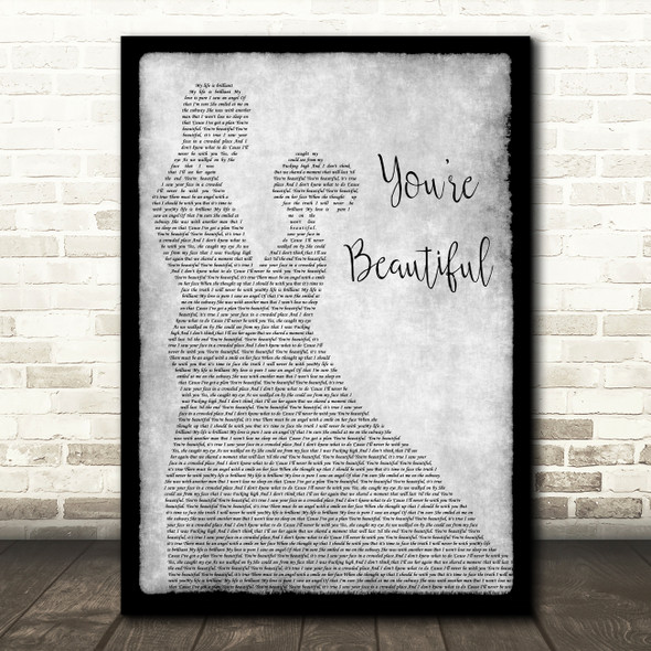 James Blunt You're Beautiful Grey Man Lady Dancing Song Lyric Music Art Print