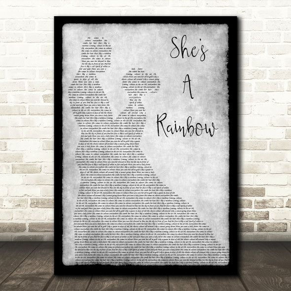 The Rolling Stones She's A Rainbow Grey Man Lady Dancing Song Lyric Music Art Print
