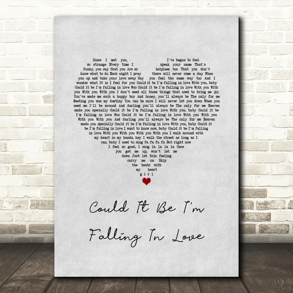 The Spinners Could It Be I'm Falling In Love Grey Heart Song Lyric Music Art Print