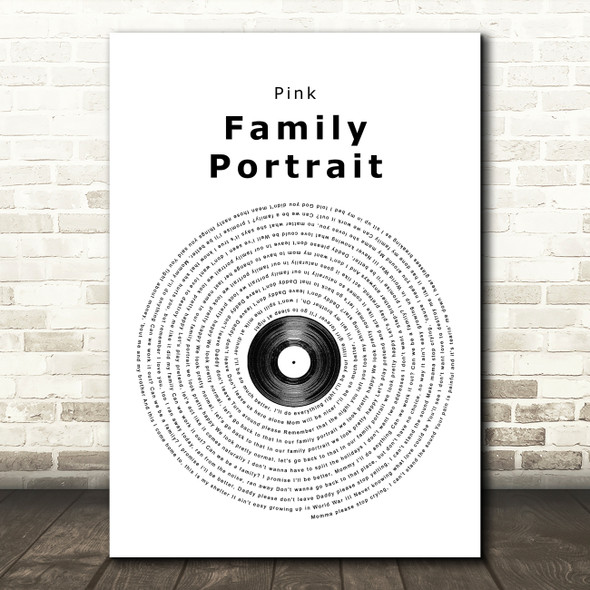 Pink Family Portrait Vinyl Record Song Lyric Quote Print