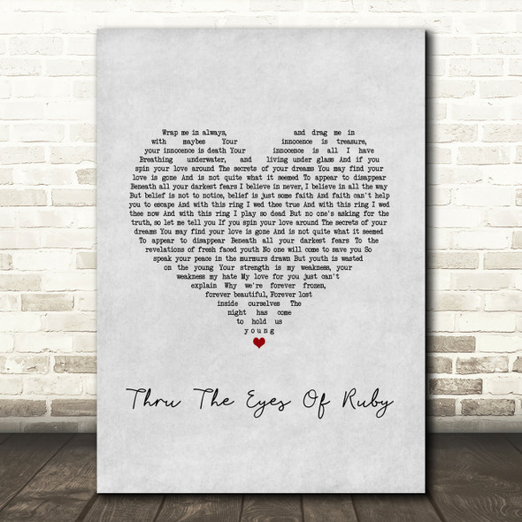 Smashing Pumpkins Thru The Eyes Of Ruby Grey Heart Song Lyric Music Art Print