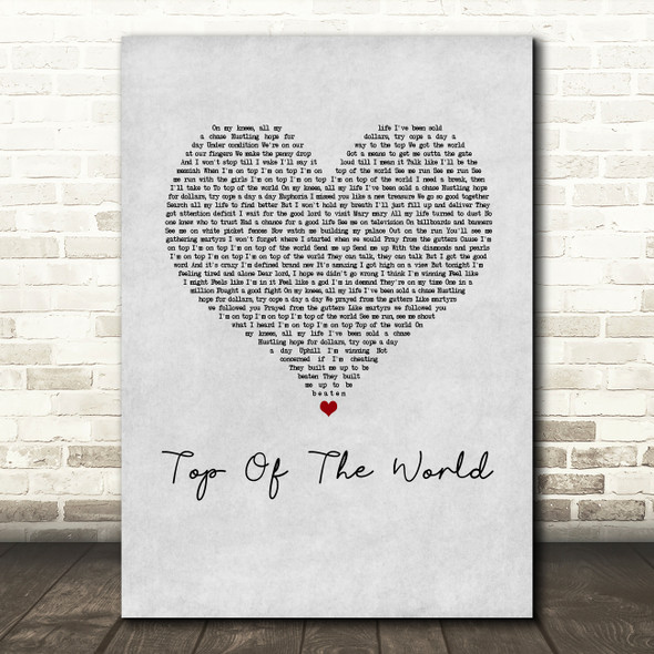 Kimbra Top Of The World Grey Heart Song Lyric Music Art Print