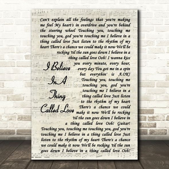 The Darkness I Believe In A Thing Called Love Vintage Script Song Lyric Print