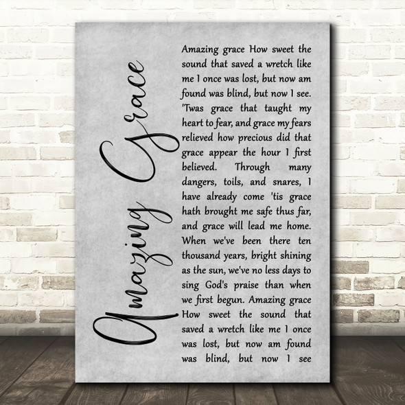 Alan Jackson Amazing Grace Grey Rustic Script Song Lyric Music Art Print