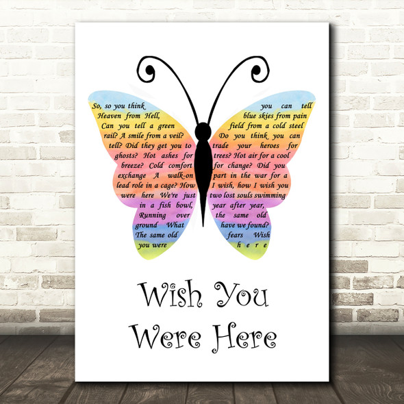 Pink Floyd Wish You Were Here Rainbow Butterfly Song Lyric Music Art Print