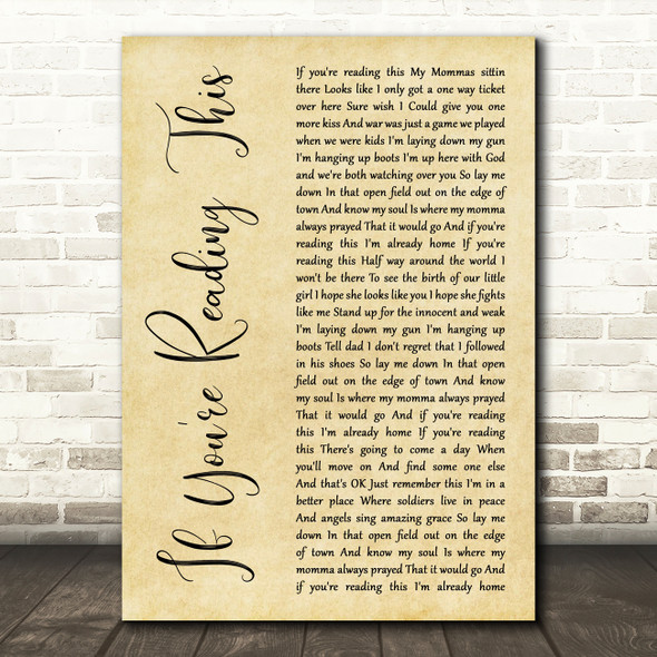 Tim McGraw If You're Reading This Rustic Script Song Lyric Music Art Print
