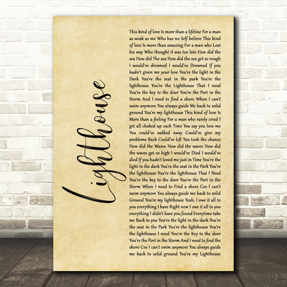 Westlife Lighthouse Rustic Script Song Lyric Music Art Print