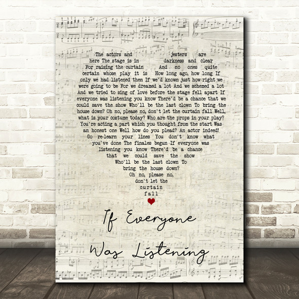 Michael Ball If Everyone Was Listening Script Heart Song Lyric Music Art Print