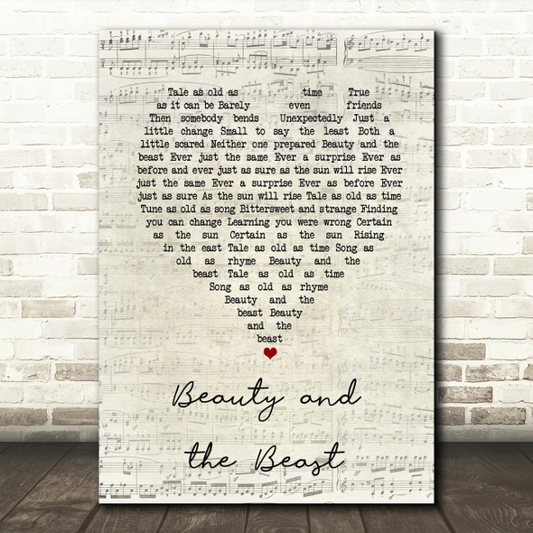 Celine Dion Beauty and the Beast Script Heart Song Lyric Music Art Print